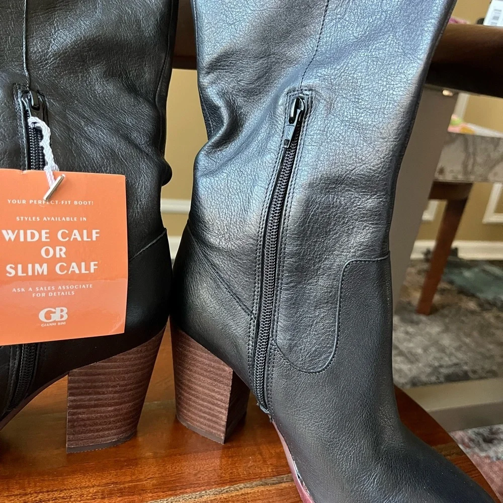 Gianni Bini Black Opulence Knee High Block Heel Boots - Picture 2 of 15